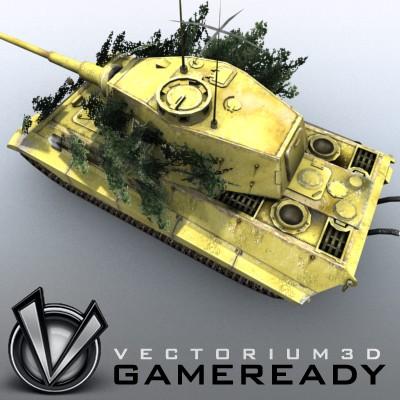 3D Model of Game Ready Low Poly King Tiger model - 3D Render 2